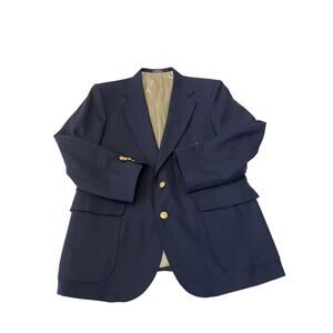 Stanley Blacker Men's Sports Jacket 42S Navy Gold Buttons Lined Vented Retro 70s